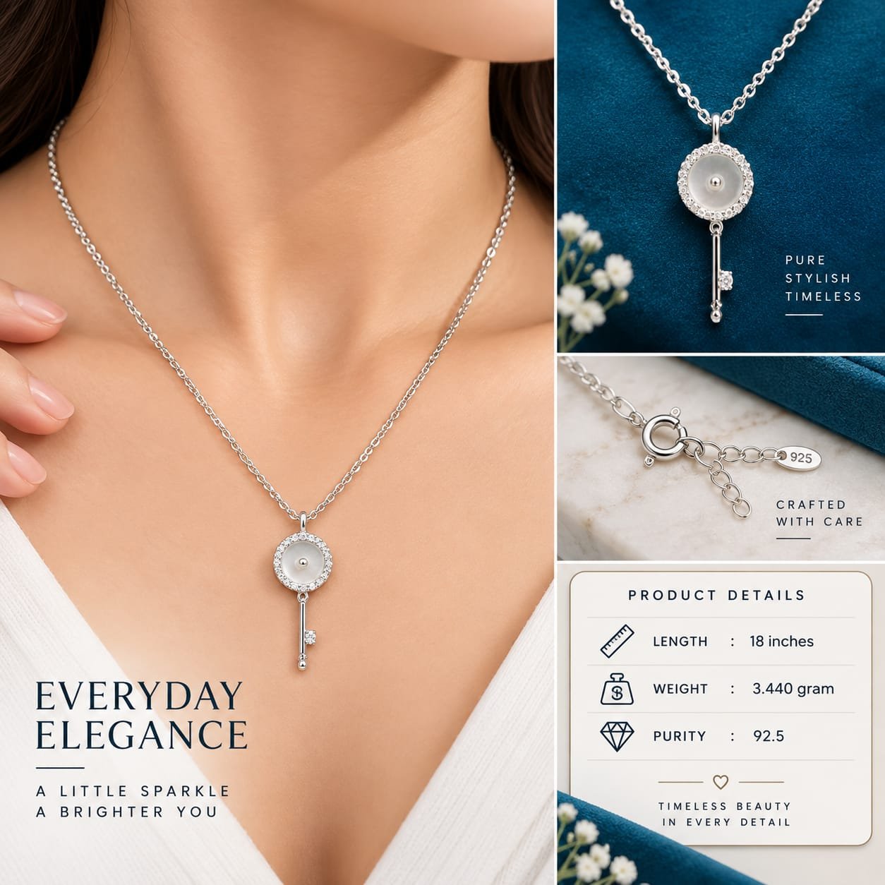 Ladies Key Silver Chain