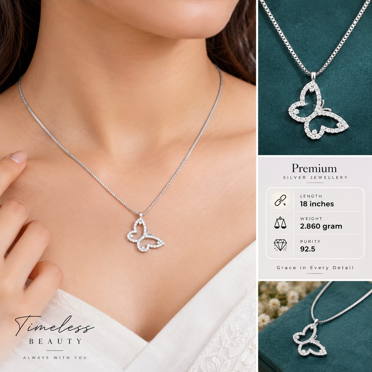 Outline Butterfly Pendant Necklace