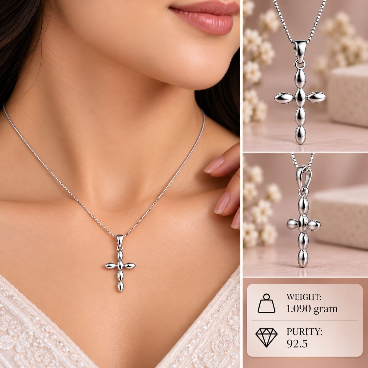 Ladies Silver Cross Pendant