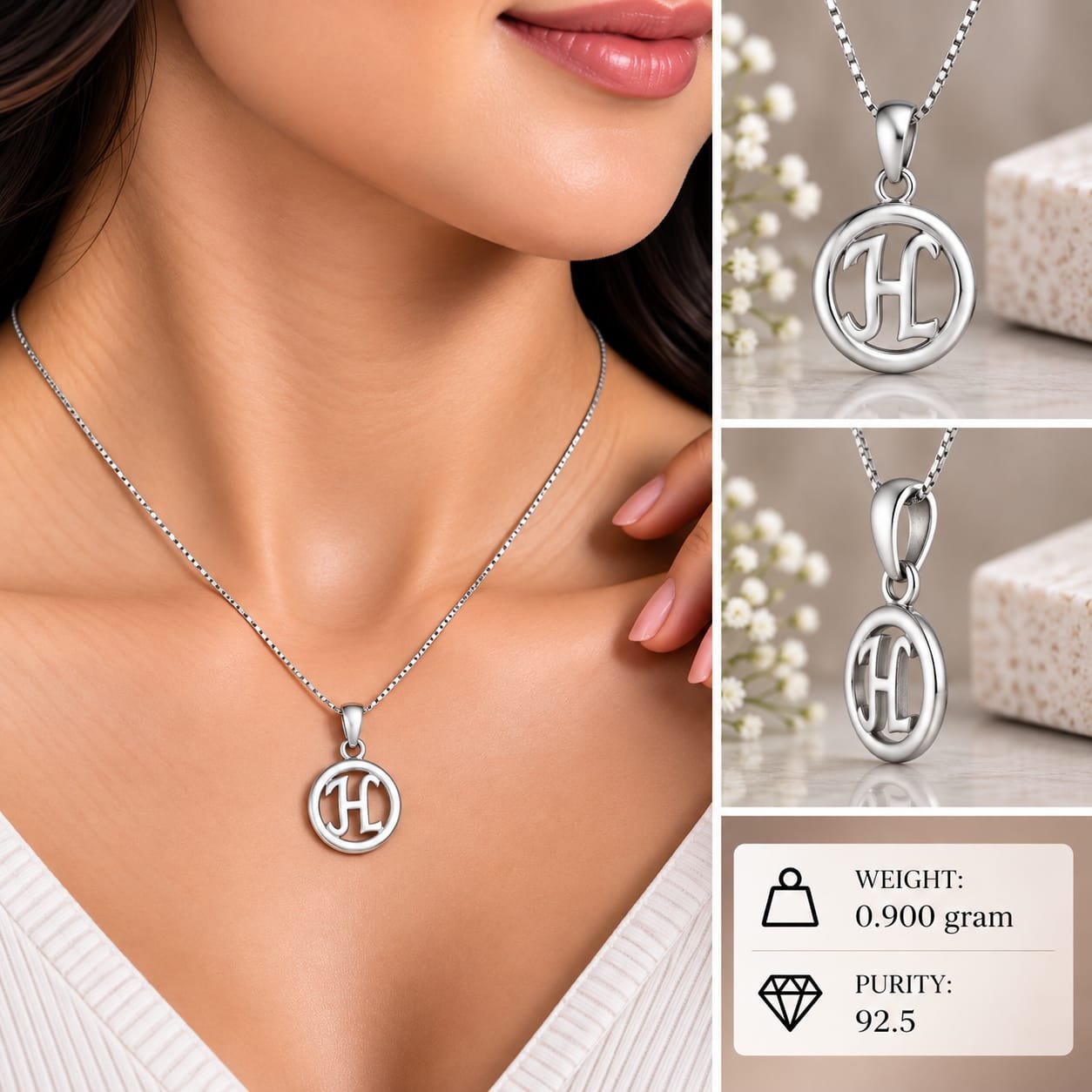 Ladies Silver Alphabet H Pendant