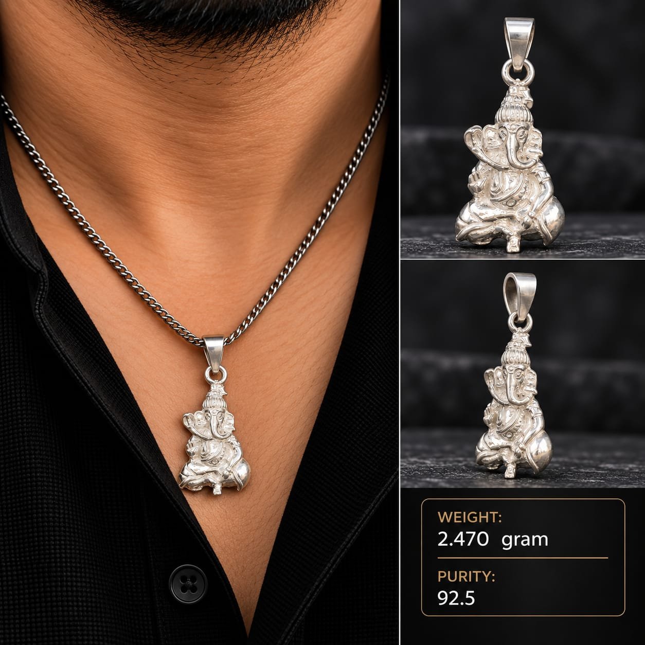 Ganesha Crown Silver Pendant