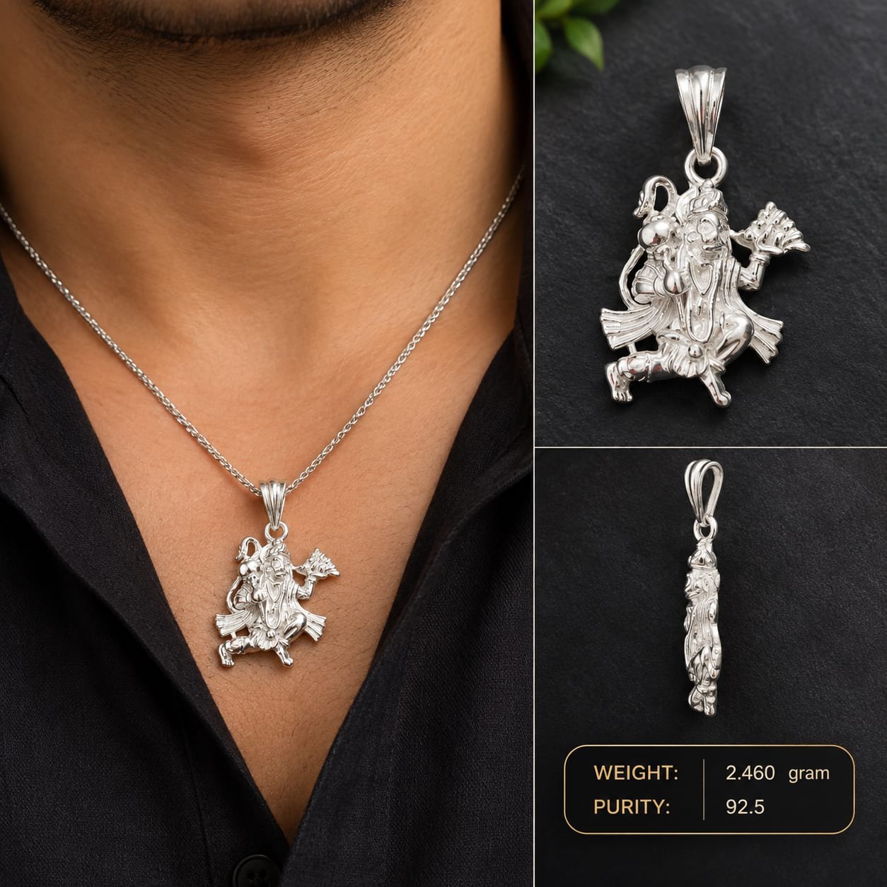Hanuman Sanjeevani Silver Pendant