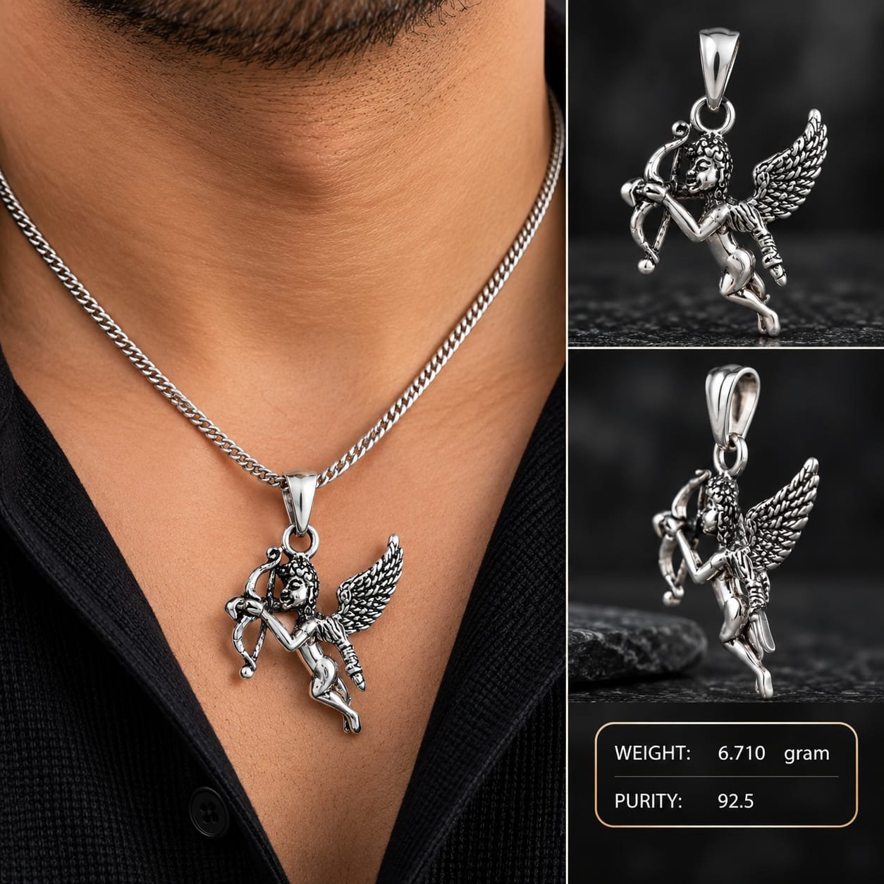 Cupid Angel Silver Pendant