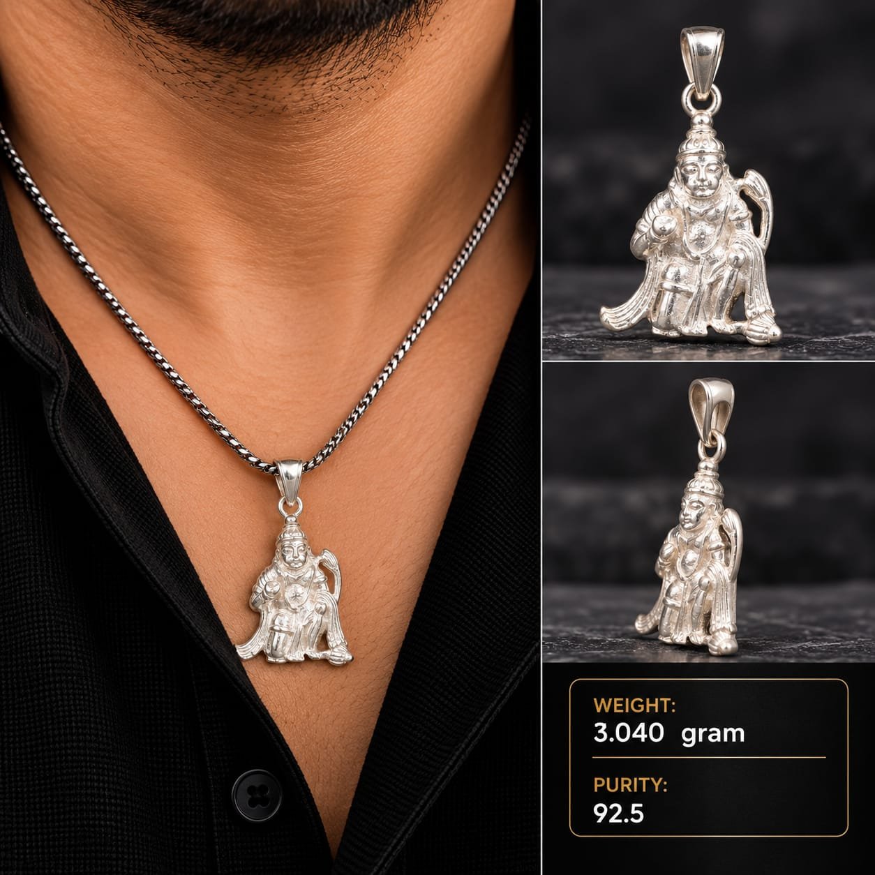 Hanuman Silver Pendant