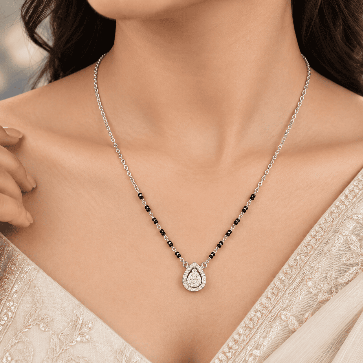 silver ladies Mangalsutra