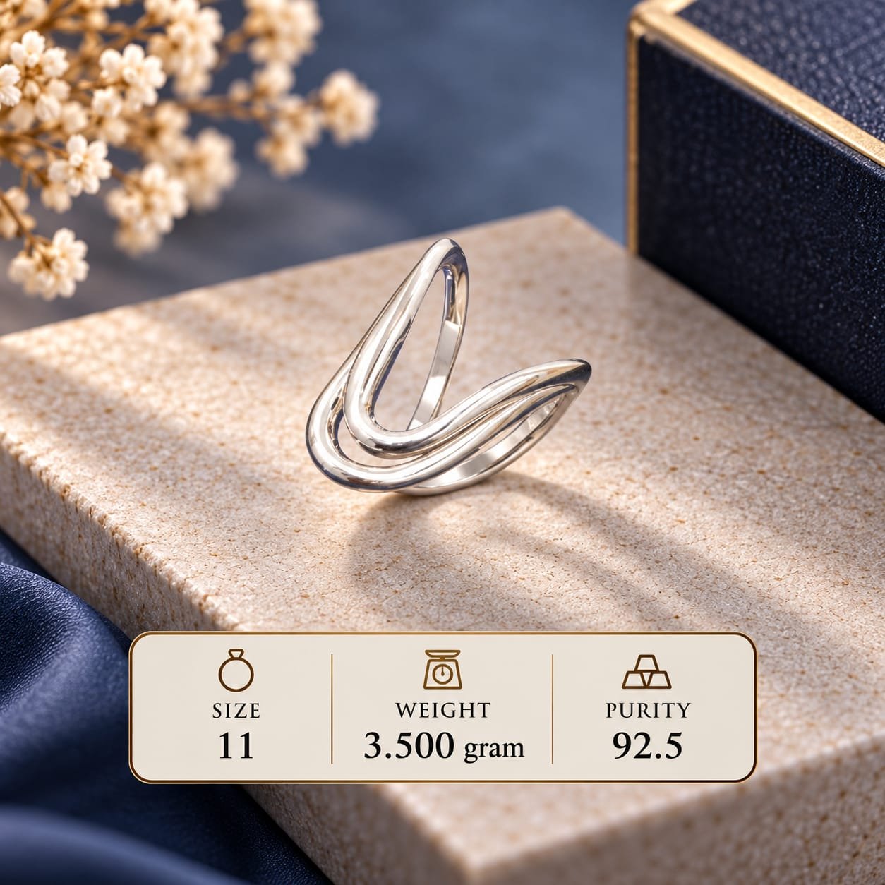 Ladies Open Wave 925 Silver Ring
