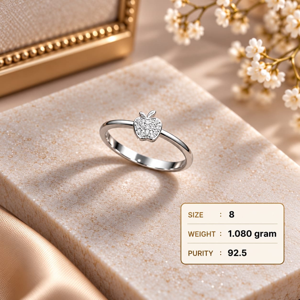 Ladies Apple Design 925 Silver Ring