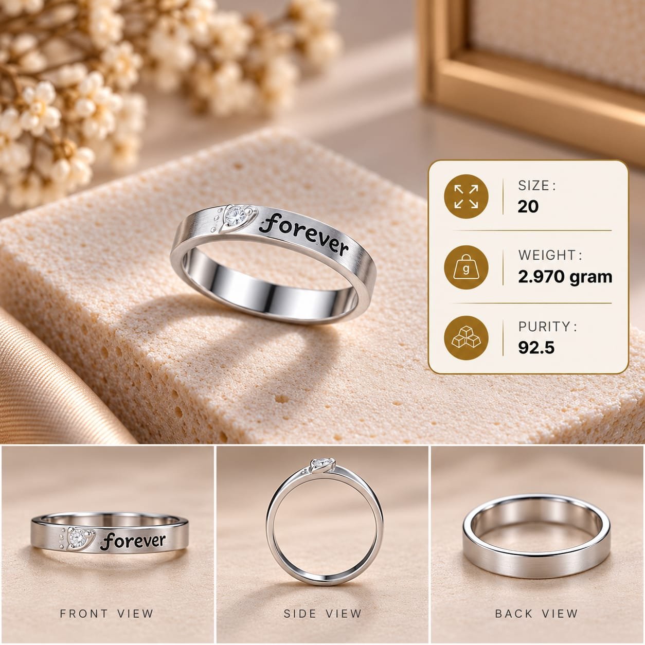 Ladies Forever Engraved 925 Silver Ring