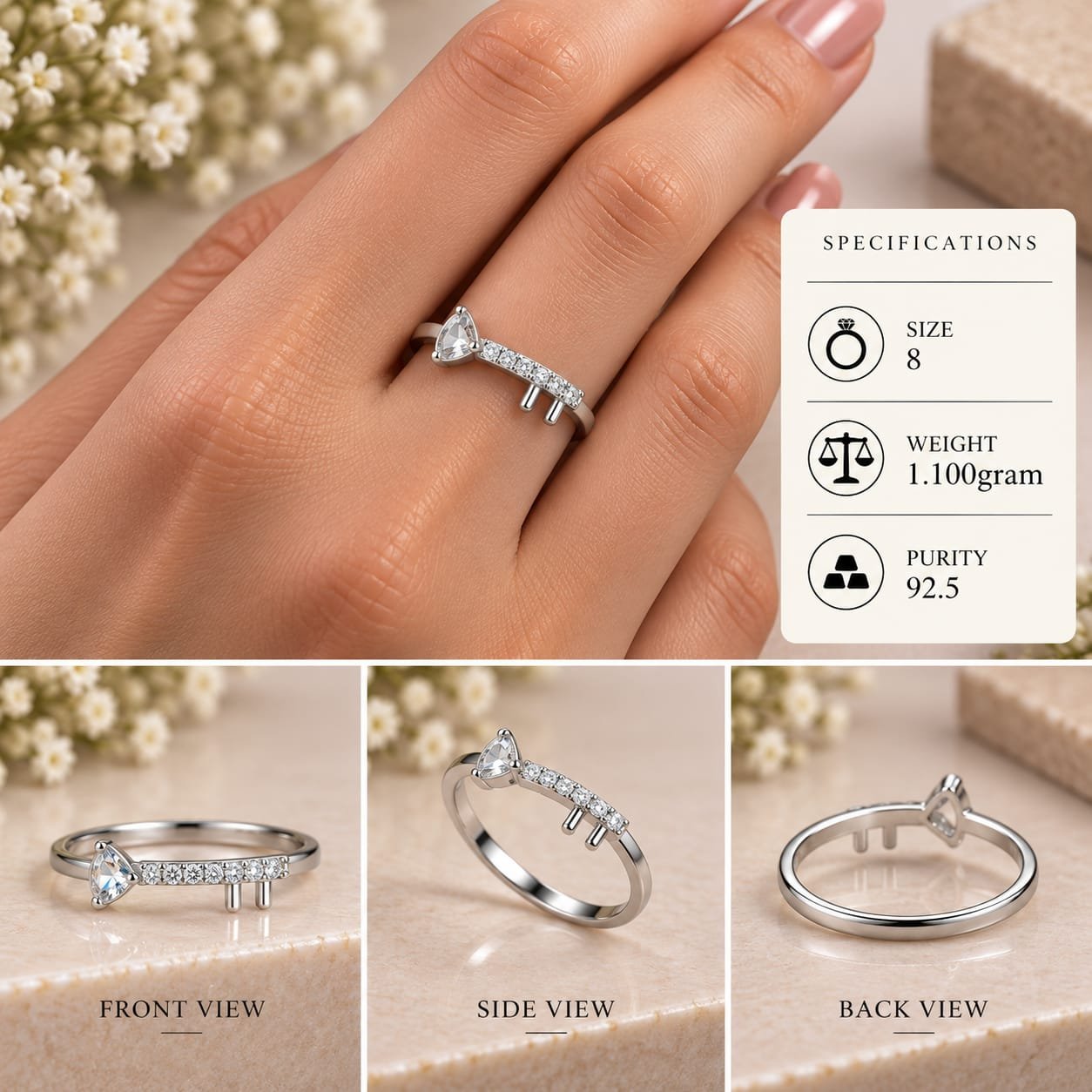 Ladies Key Design 925 Silver Ring