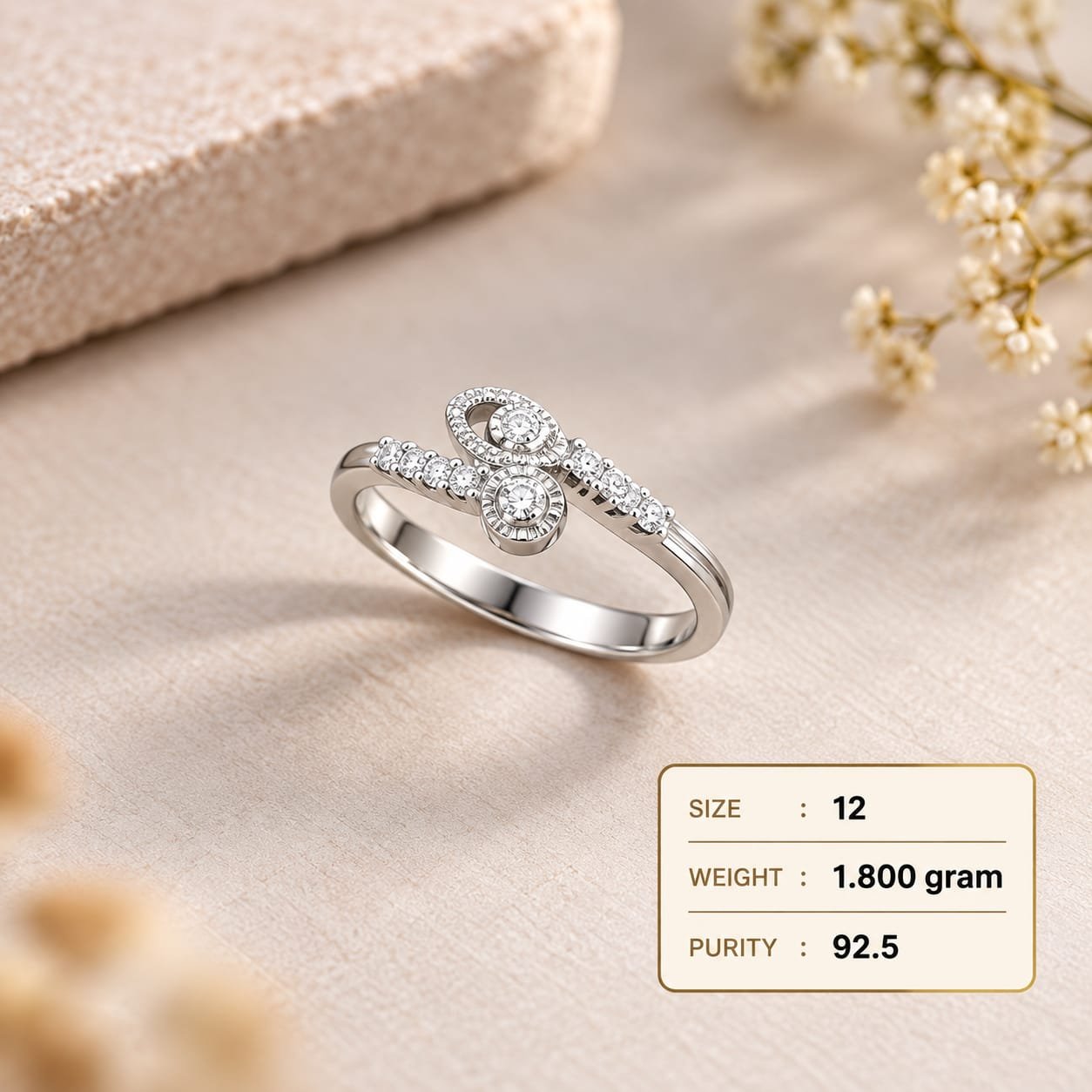 Ladies Toi et Moi Halo 925 Silver Ring
